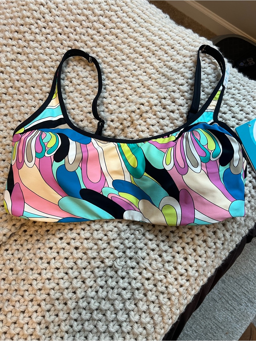 Coco Reef Multicolor Abstract Print Bikini Top — Pink, Mint, Peach & Black